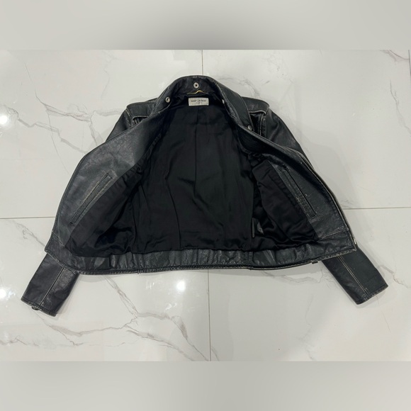 Yves Saint Laurent Black Leather Motorcycle Biker Jacket - Size 36 FR (small) - Picture 9 of 11